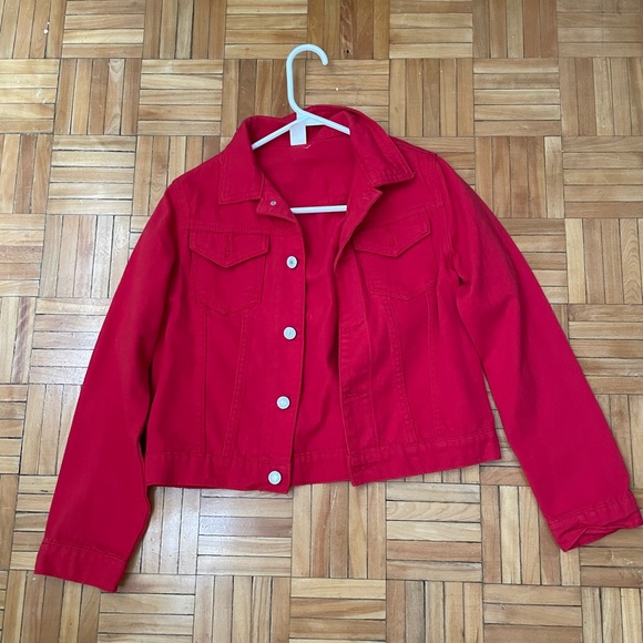 COPY - Red Denim Jacket (Good quality) - Size S - (Tagged zara for exposure) - Picture 5 of 5